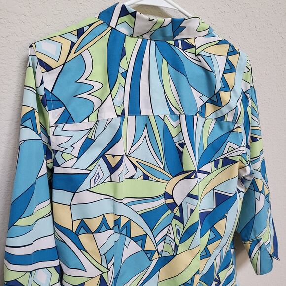 Chicos Womens Shirt Size Medium Chicos 1 Spring Summer Colorful Resort Casual - Picture 13 of 14